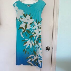 Tropical Blue Floral Midi Dress